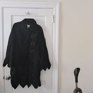 Newport News Black Trench Coat with Floral Details